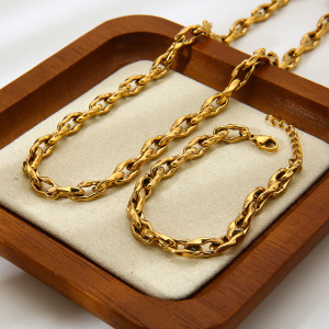 Ensemble De Bijoux Pour Femmes, Chaîne En Acier Inoxydable, Étanche Et Anti-Ternissement, Couleur Or (1 Pièce). h5 Image2
