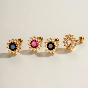 Boucles D'Oreilles Piercing Pour Femme, Exquises, Annulaires, Couleur Cuivre Doré, Ornées De Zircon. h5 Image4