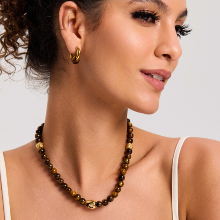 Ensemble de bijoux pour femme, 1 pièce, style rétro classique, en acier inoxydable, étanche, couleur or, avec zircon. 2