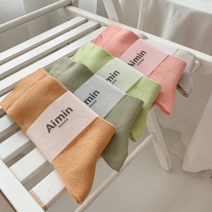 Chaussettes Mi-Mollet Basiques En Coton, Ultra Douces, À Haute Résilience Et De Couleur Unie h5 Image2