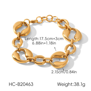 Bracelet Chaîne En Acier Inoxydable Étanche Couleur Or, Forme Irrégulière h5 Image2