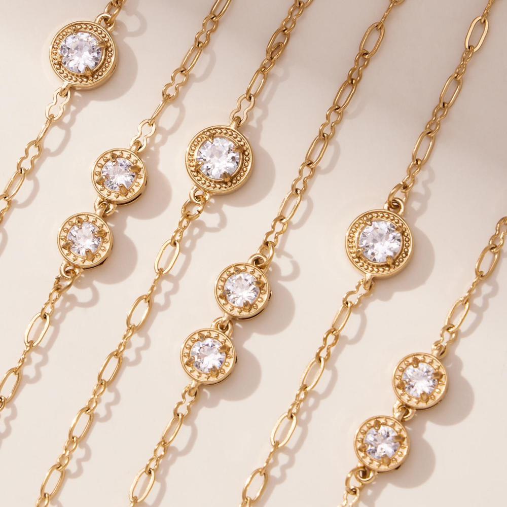 Colliers Longs Minimalistes Pour Femmes, En Acier Titane, Zircon, Imperméables Et Anti-Ternissement, Couleur Or Image5