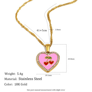 Collier Pendentif Femme Seewt Daily Heart Cherry En Acier Inoxydable Étanche (1 Pièce) h5 Image4