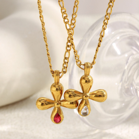 Collier pendentif croix quotidienne simple en acier inoxydable étanche pour femme (1 pièce) 2