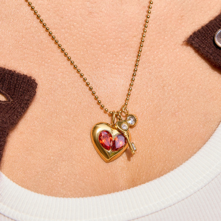 Collier pendentif femme en forme de cœur, en acier inoxydable, étanche et anti-ternissement, couleur or 2