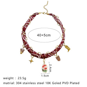Collier Pendentif Soleil Et Étoile En Acier Inoxydable Couleur Or (1 Pièce) h5 Image2