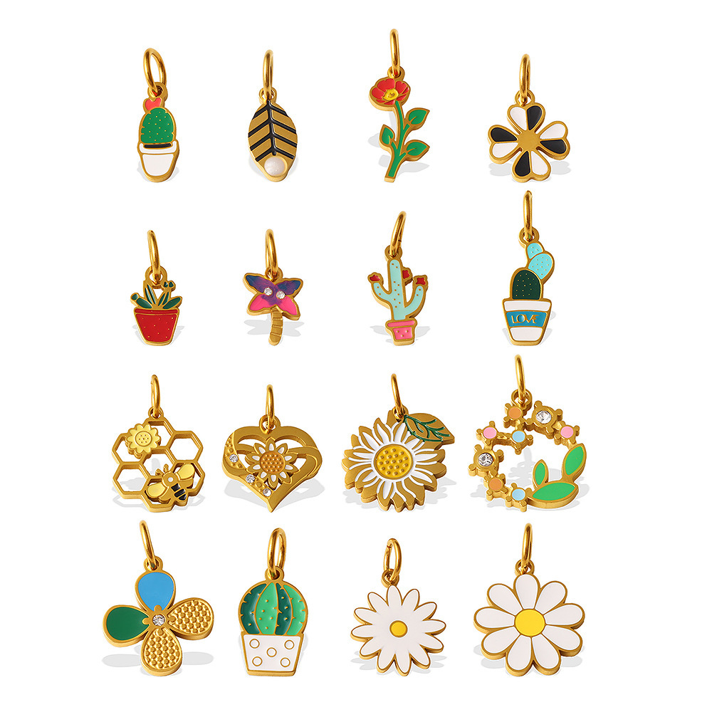 Pendentifs Pour Femmes En Acier Inoxydable Couleur Or, Imperméables Et Anti-Ternissement, À Base De Plantes Naturelles Image5