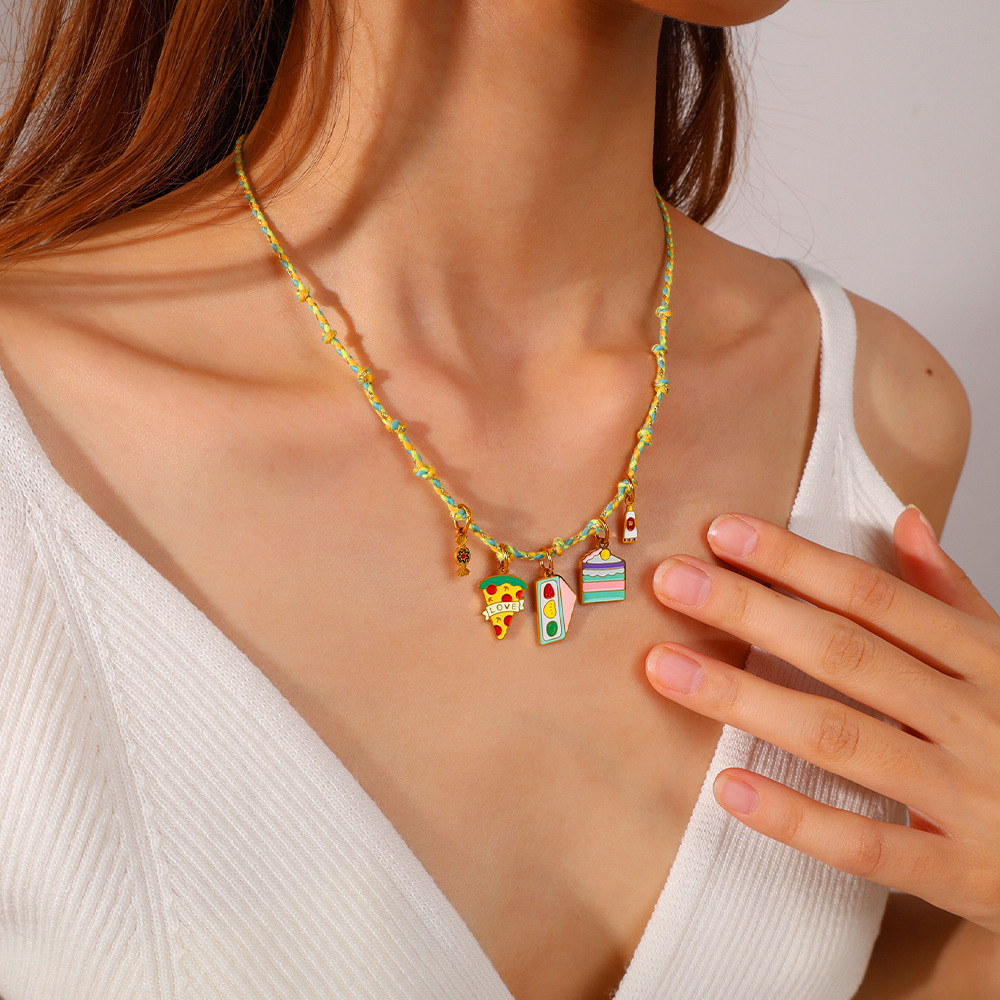 Pendentifs Pour Femmes Yummy Food En Acier Inoxydable Couleur Or, Étanches Et Anti-Ternissement Image4