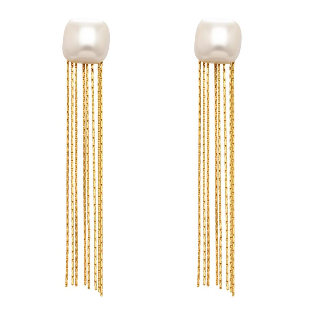 Boucles D'Oreilles Pendantes Élégantes À Pompon En Acier Inoxydable, Imperméables Et Anti-Ternissement, Couleur Or, Pour Femmes