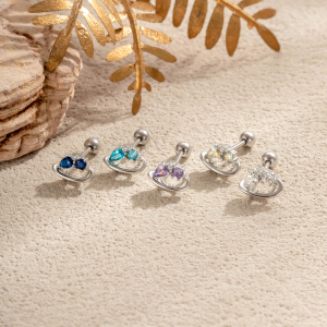 Boucles D'Oreilles Piercing Femme Irrégulières En Zircon Couleur Cuivre Doré, Imperméables Et Anti-Ternissement h5 Image5