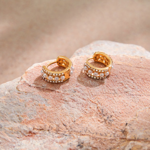 Boucles D'Oreilles Créoles Élégantes Pour Femmes, En Acier Inoxydable Doré, Imperméables Et Anti-Ternissement h5 Image5