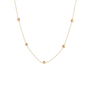 Collier Long Pour Femme, En Acier Inoxydable, Couleur Or, Avec Une Chaîne De Perles En Forme De Cœur Moderne, Imperméable Et Anti-Ternissement. h5 Image5