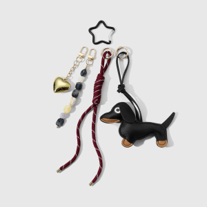 Porte-Clés En Cuir Pour Femme, Motif Teckel Rétro h5 Image4