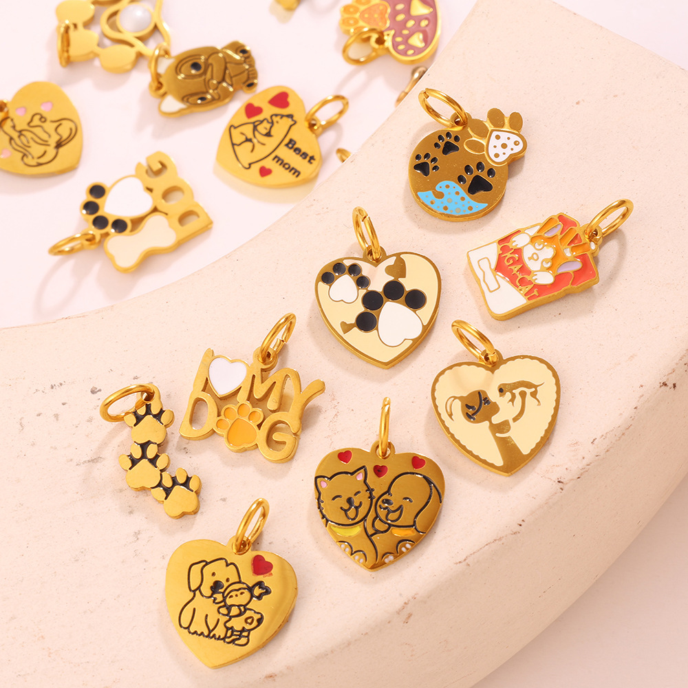 Pendentifs Pour Femmes En Acier Inoxydable Doré, Imperméables Et Anti-Ternissement, Collection « Animaux Mignons » Image3