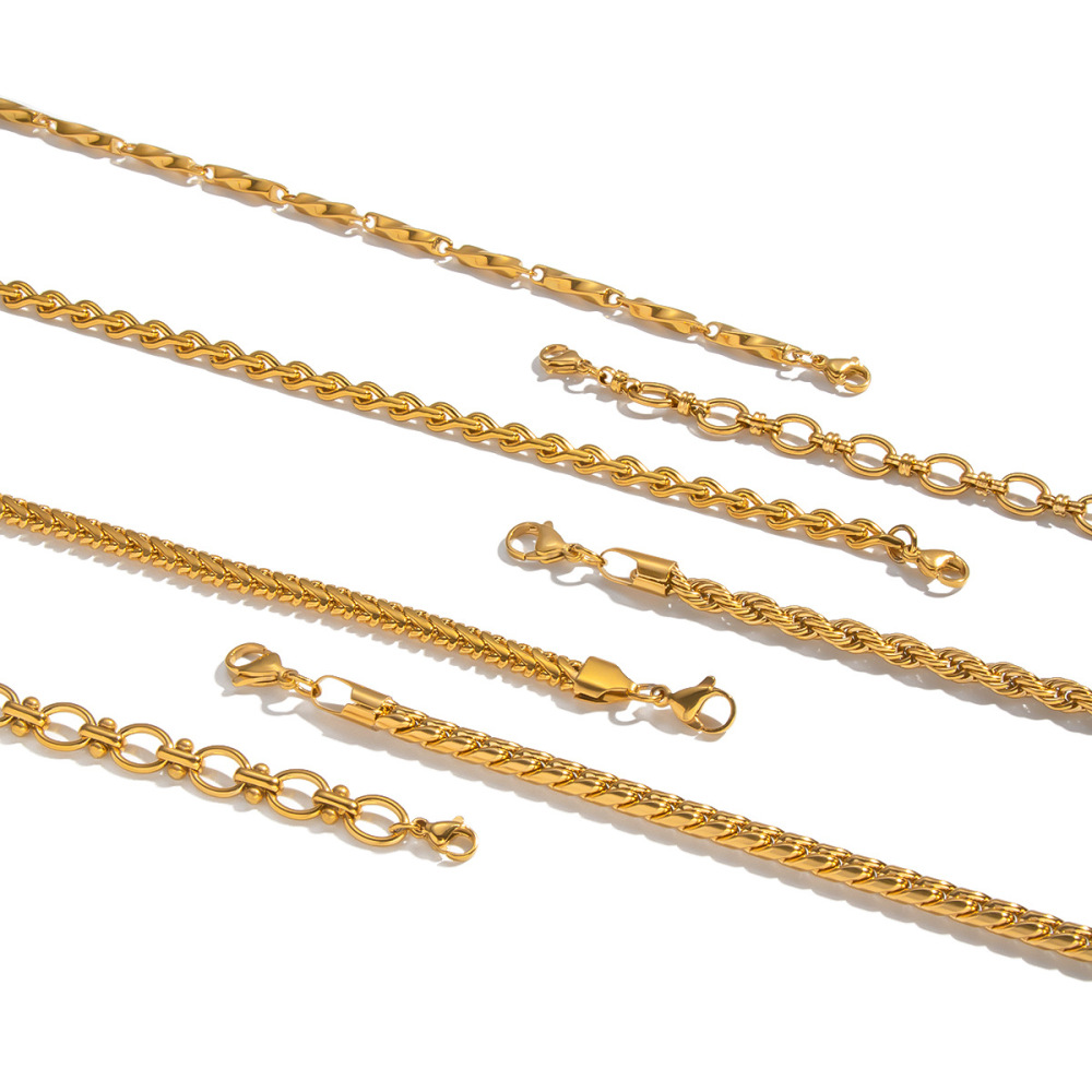 Collier À Chaîne En Acier Inoxydable Étanche Couleur Or (1 Pièce) h5Image5
