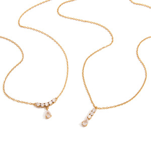 Collier Pendentif Femme En Acier Inoxydable, Couleur Or, Orné D'Un Zircon En Forme De Goutte Brillante (1 Pièce) h5 Image7