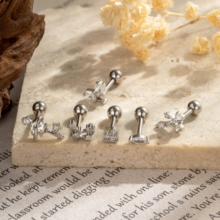 Boucles d'oreilles piercing pour femme, ornées d'un nœud papillon et de zircon couleur cuivre doré. 2