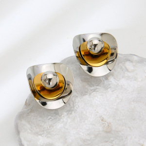 1 Paire De Boucles D'Oreilles Puces Pour Femme, En Acier Inoxydable Imperméable, Couleur Or, De Forme Simple Et Irrégulière h5 Image3