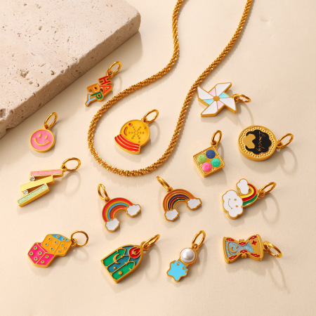 Pendentifs pour femmes en acier inoxydable polychrome de forme irrégulière, couleur or, étanches et anti-ternissement 2