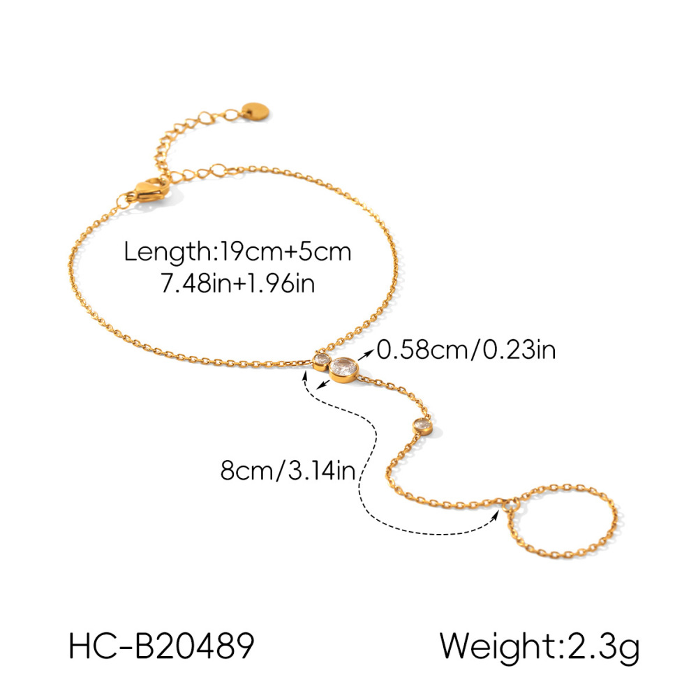 Bracelet Chaîne Simple Pour Femme, En Acier Inoxydable, Étanche, Couleur Or, Avec Zircon. Image2
