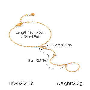 Bracelet Chaîne Simple Pour Femme, En Acier Inoxydable, Étanche, Couleur Or, Avec Zircon. h5 Image2