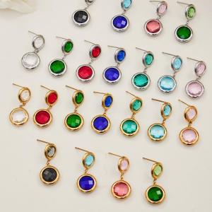 Ensembles De Bijoux Pour Femmes En Verre Rond Coloré, Acier Inoxydable, Étanches, Couleur Or h5 Image4