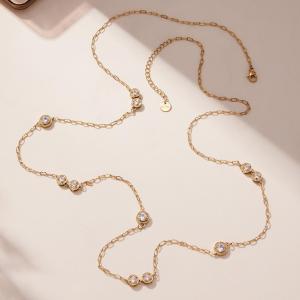 Colliers Longs Minimalistes Pour Femmes, En Acier Titane, Zircon, Imperméables Et Anti-Ternissement, Couleur Or h5 Image6