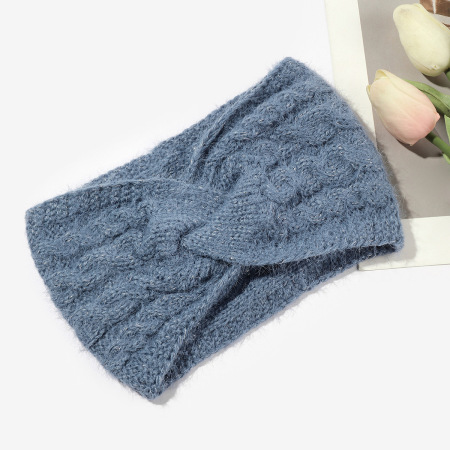 1 bandeau pour cheveux femme en laine à nœud et texture tricotée simple 2