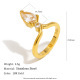 Bague en or avec zircon en forme de larme - Couronne/numéro 6 