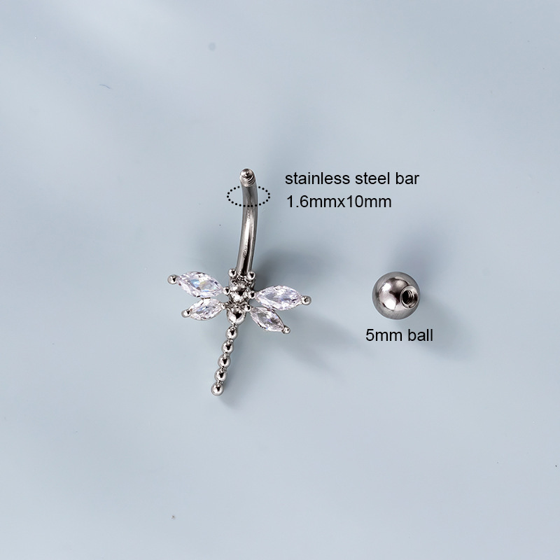 Piercing Nombril Délicat En Forme De Cœur, Triangle Et Papillon, En Cuivre, Avec Zircon Imperméable Et Anti-Ternissement Image5