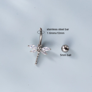 Piercing Nombril Délicat En Forme De Cœur, Triangle Et Papillon, En Cuivre, Avec Zircon Imperméable Et Anti-Ternissement h5 Image5
