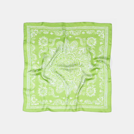Écharpes d'été pour femmes, motif plante vert frais et simple, imitation soie à feuilles vertes