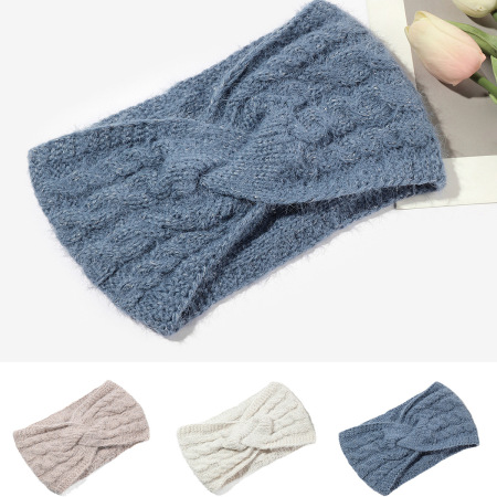 1 bandeau pour cheveux femme en laine à nœud et texture tricotée simple