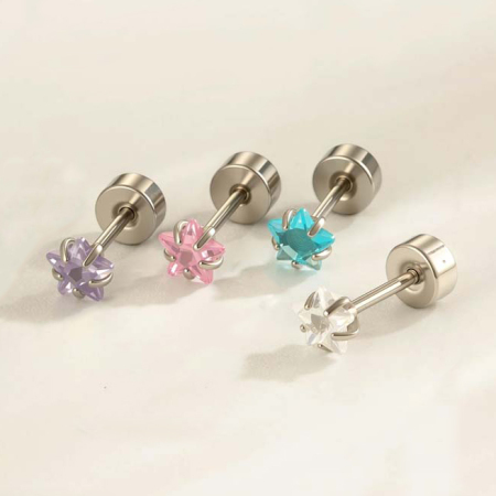 Boucles d'oreilles piercing Sweet Star en acier inoxydable étanche avec zircon pour femmes
