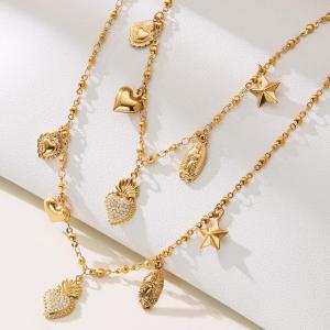 Collier Pendentif Femme En Acier Inoxydable Imperméable Avec Nœud Papillon Et Zircon, Orné D'Un Cœur Romantique (1 Pièce) h5 Image3