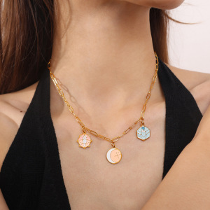Pendentifs Pour Femmes En Acier Inoxydable Doré, À Motif Géométrique, Étanches Et Anti-Ternissement h5 Image4