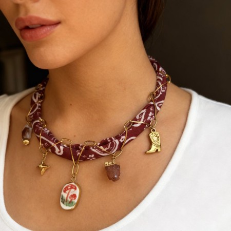 Collier pendentif soleil et étoile en acier inoxydable couleur or (1 pièce) 2