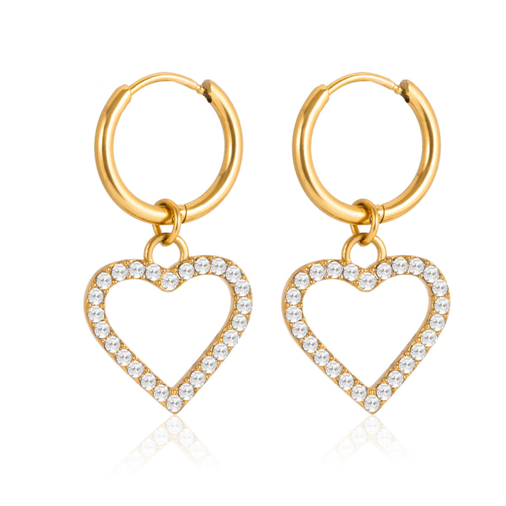 Ensembles De Bijoux Pour Femmes En Acier Inoxydable Ajouré En Forme De Cœur, Imperméables Et Anti-Ternissement, Couleur Or