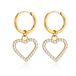 Ensembles De Bijoux Pour Femmes En Acier Inoxydable Ajouré En Forme De Cœur, Imperméables Et Anti-Ternissement, Couleur Or h5