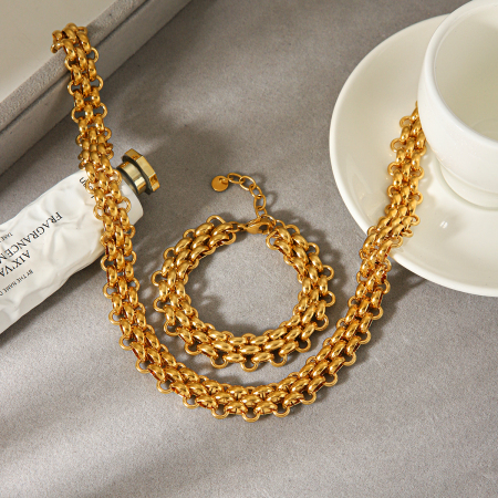 Colliers à maillons simples pour femmes, en acier inoxydable, couleur unie.