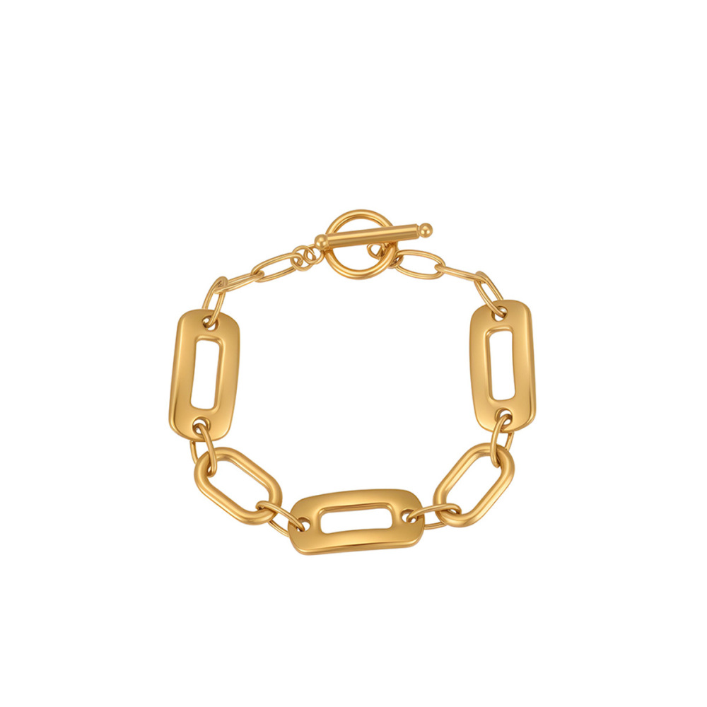Bracelet Minimaliste Ajouré En Acier Inoxydable, Étanche Et Anti-Ternissement, Couleur Or, Pour Femme Image5