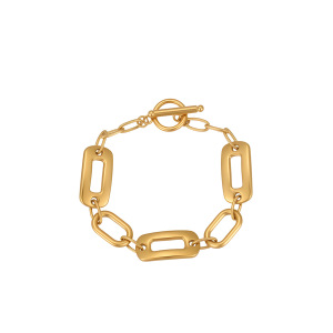 Bracelet Minimaliste Ajouré En Acier Inoxydable, Étanche Et Anti-Ternissement, Couleur Or, Pour Femme h5 Image5