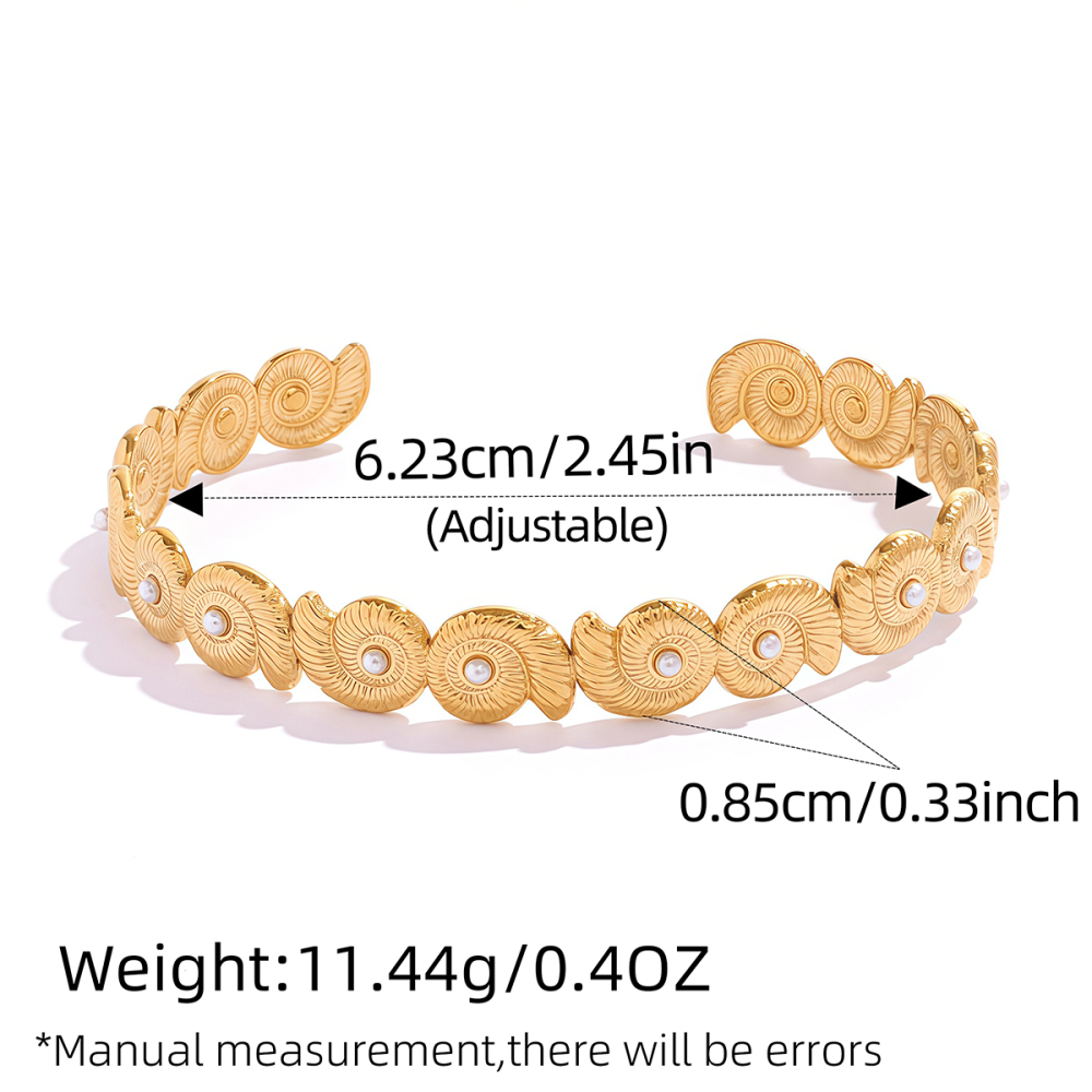 Bracelet Conch Daily Circle En Acier Inoxydable Imperméable Couleur Or Pour Femme Image2