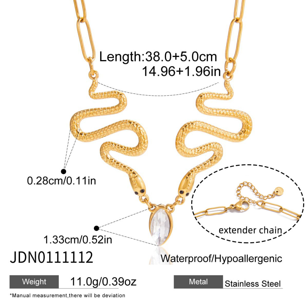 Colliers Pendentifs Pour Femmes, En Acier Inoxydable Doré, Motif Serpent Opulent Image2