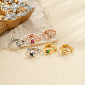 Boucles D'Oreilles Créoles Légères Pour Femmes, Couleur Cuivre Doré, Avec Zircon. h5 Image4