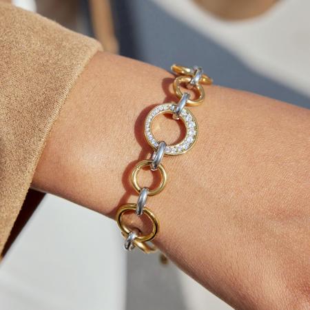 Bracelets à breloques pour femmes, robustes, en acier inoxydable, couleurs or et argent mélangées, étanches et anti-ternissement