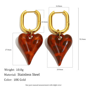 1 Paire De Boucles D'Oreilles Pendantes Classiques En Forme De Cœur, Hypoallergéniques Et Étanches, En Acier Inoxydable Pour Femme. h5 Image4