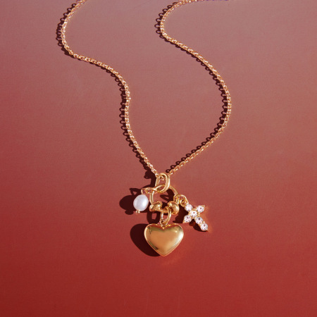 Magnifique collier pendentif cœur en acier inoxydable, imperméable et anti-ternissement, couleur or, pour femme