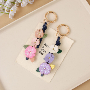 Porte-Clés Pour Sac Femme En Pu, Motif Fleurs Romantiques h5 Image3