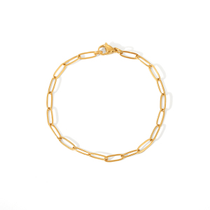 Collier Et Bracelet En Acier Inoxydable Couleur Or, Chaîne Unie Simple Et Étanche h5 